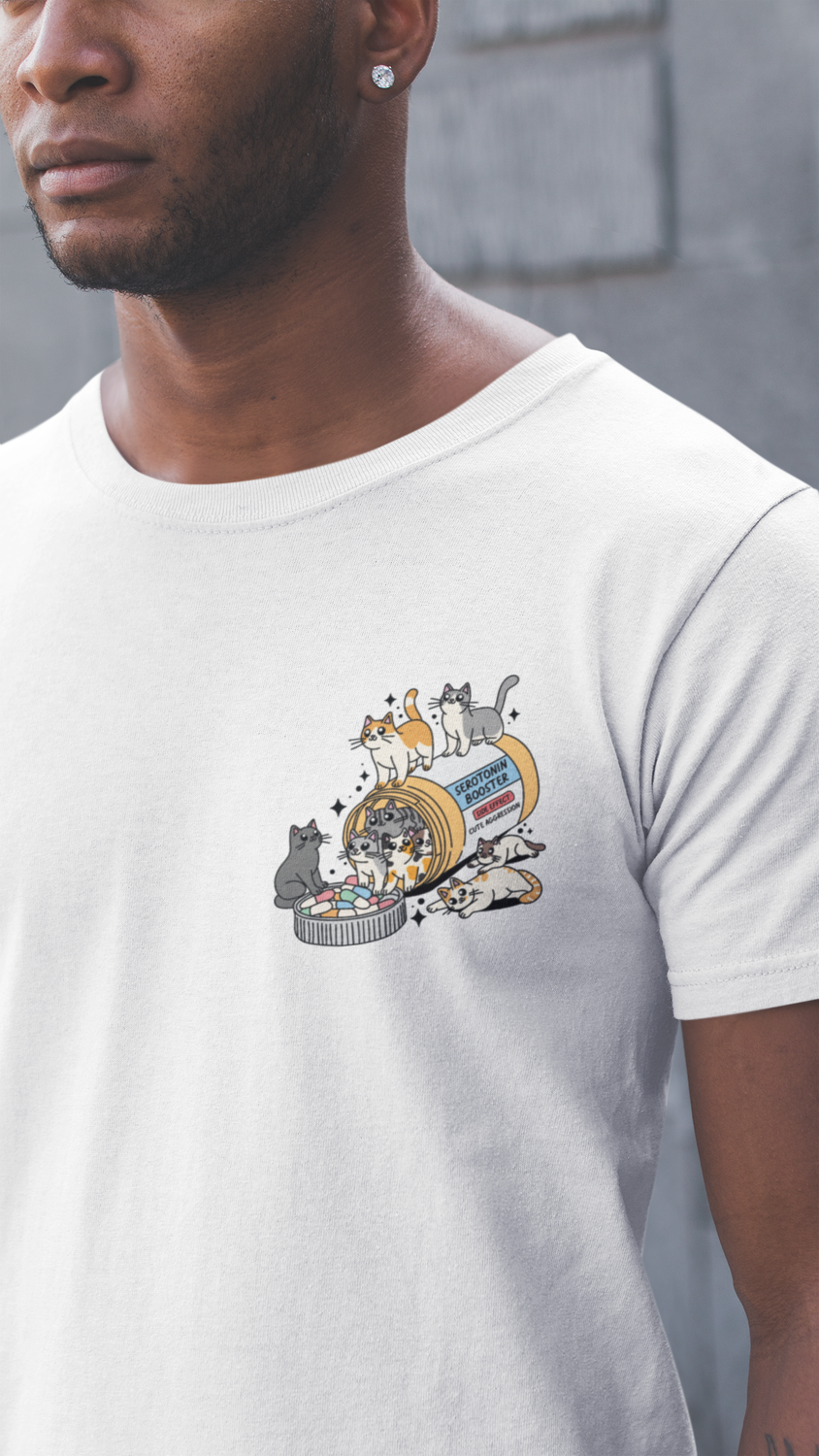 Serotonin Booster Cat (Left Chest Design) T-Shirt