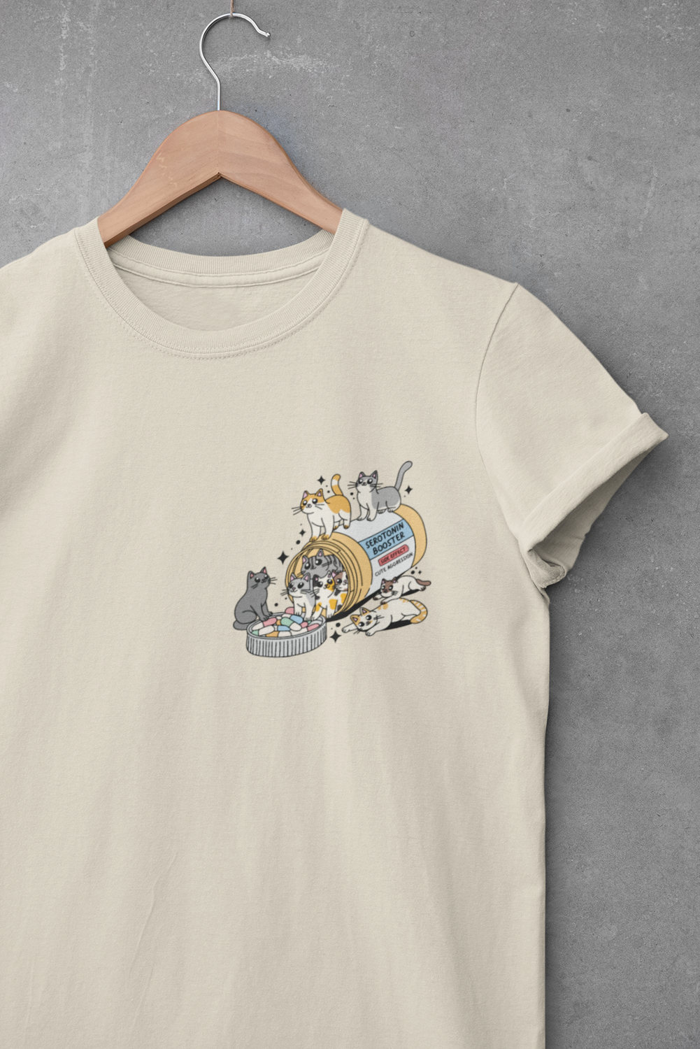 Serotonin Booster Cat (Left Chest Design) T-Shirt