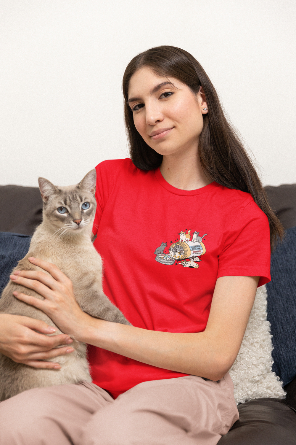 Serotonin Booster Cat (Left Chest Design) T-Shirt