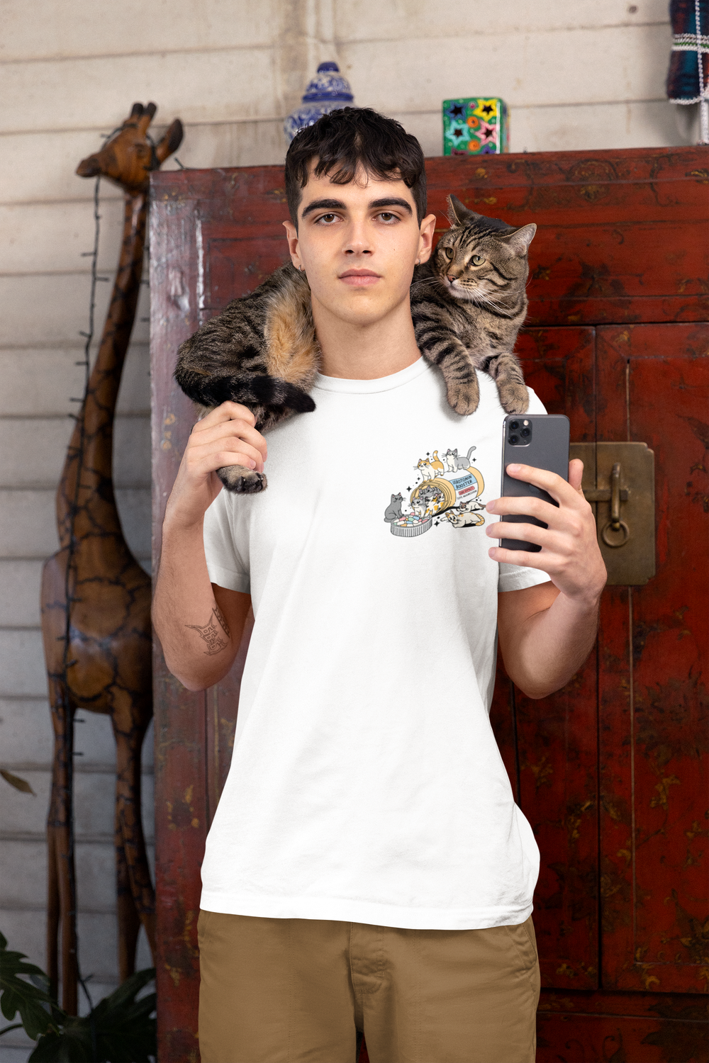 Serotonin Booster Cat (Left Chest Design) T-Shirt