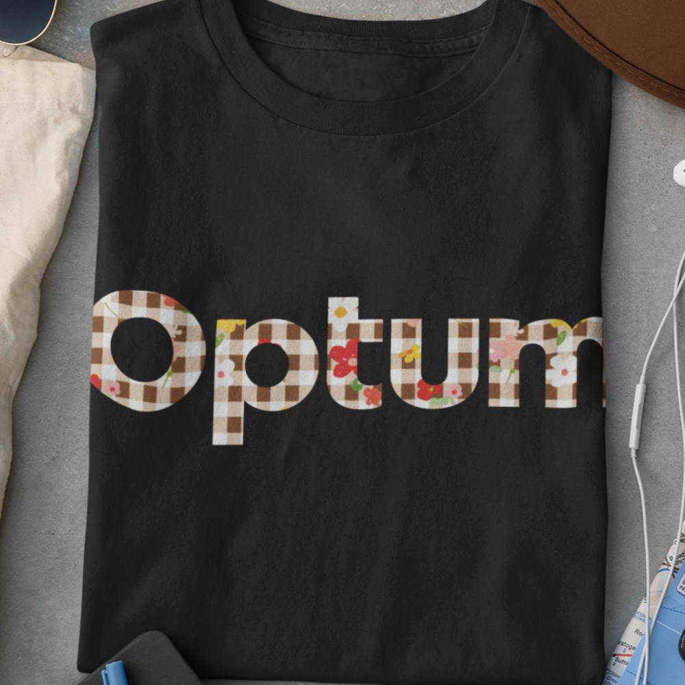 Optum Brown Gingham Flowers Shirt